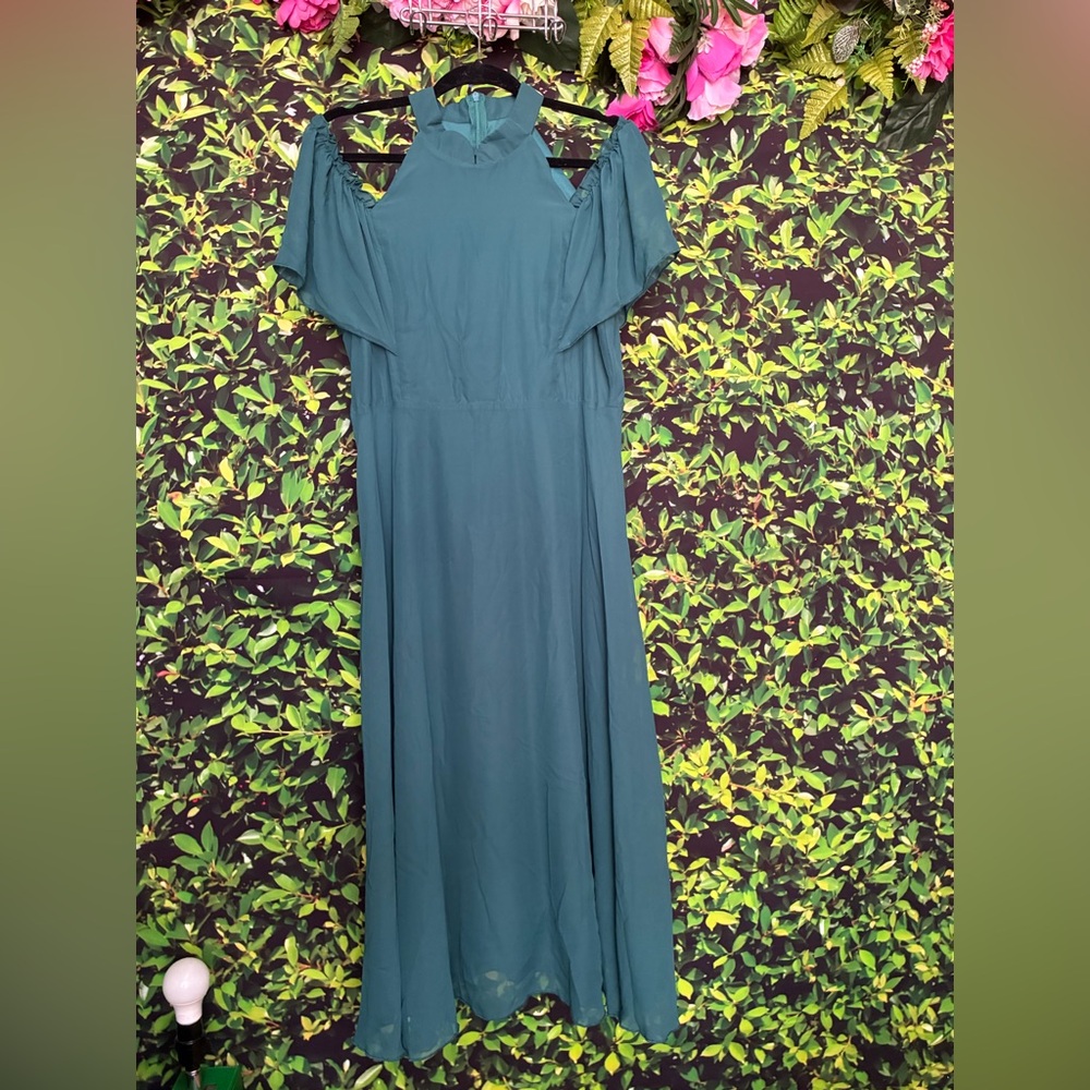SHEIN Green Ruffled Tiered Gown for Wedding Guest